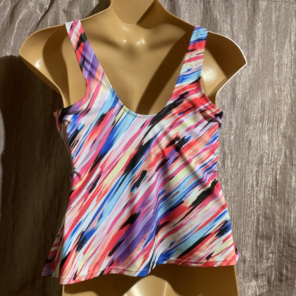 Swimsuits For All Multicolor Striped Swim Top - Picture 9 of 16